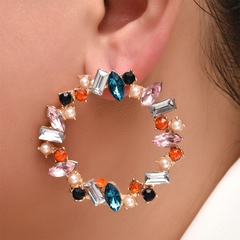 Nihaojewelry bijoux en gros nouvelles boucles d'oreilles grand cercle en strass cloutées de diamants