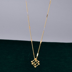 wholesale jewelry geometric rubik's cube pendant titanium steel necklace nihaojewelry
