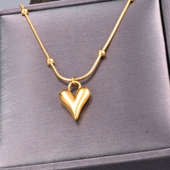 wholesale jewelry three-dimensional heart-shaped pendant titanium steel necklace nihaojewelry