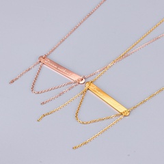 wholesale jewelry rectangular tassel pendant titanium steel gold-plated necklace nihaojewelry