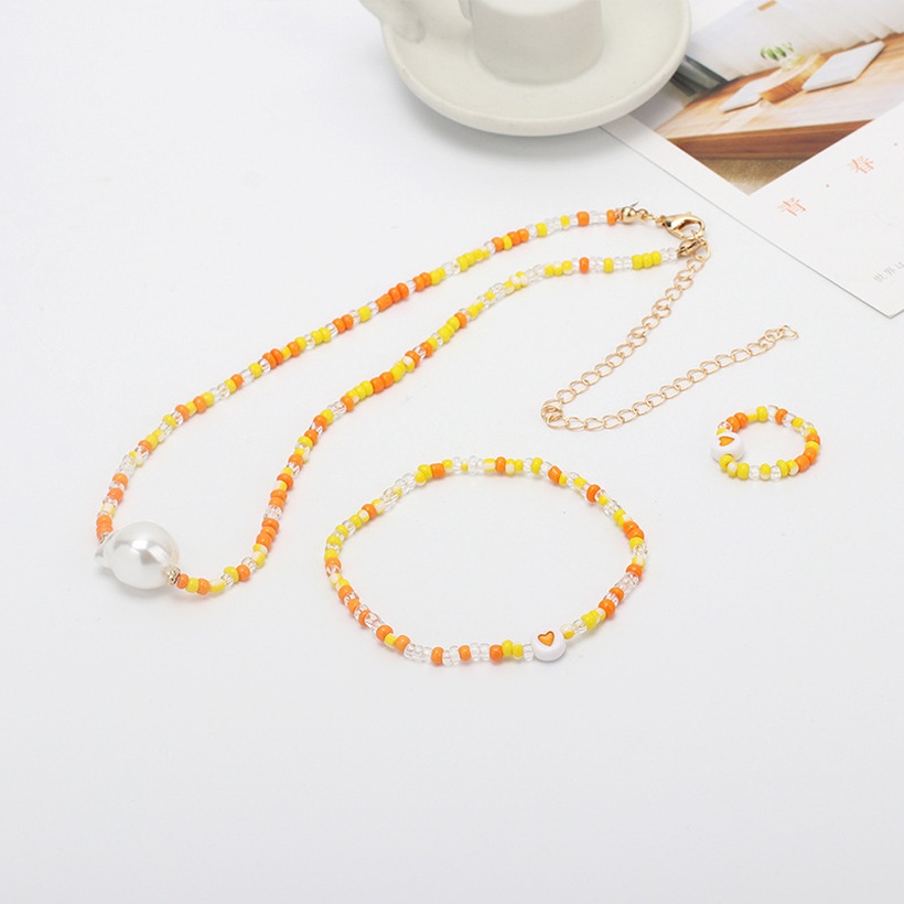 Bijoux Fantaisie Parures Bijoux | Wholesale Bijoux Ethnique Collier De Perles De Riz Bracelet Bague Ensemble Nihaojewelry - WM80255