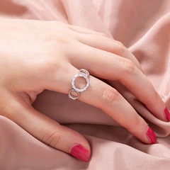 wholesale jewelry simple opening geometric circle zircon copper ring Nihaojewelry