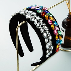 wholesale jewelry retro glass diamond wide brim headband Nihaojewelry