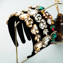 wholesale jewelry baroque wide-edge glass diamond headband Nihaojewelry
