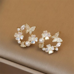 Wolesale Bijoux Perle Fleur Papillon Boucles D'oreilles Style Coréen Nihaojewelry