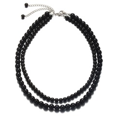 Großhandel Schmuck Synthetische schwarze Achat-Perle Mehrschichtige Halskette Nihaojewelry