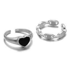 wholesale jewelry heart-shaped black hollow combination ring set Nihaojewelry