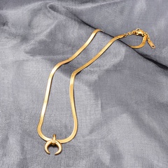 wholesale jewelry snake bone chain moon pendant titanium steel necklace nihaojewelry