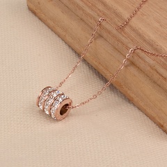 wholesale jewelry three-layer square diamond ring pendant titanium steel necklace nihaojewelry
