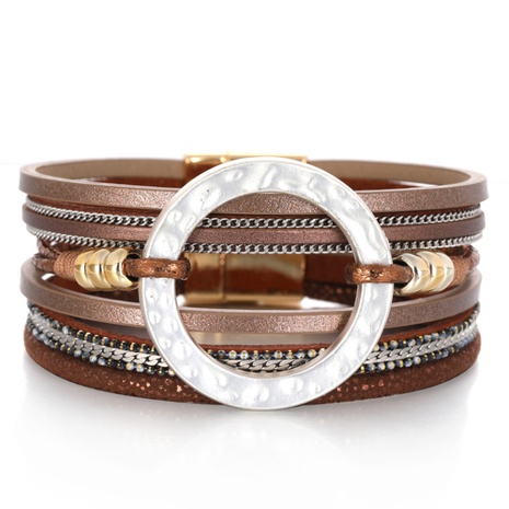 wholesale jewelry bohemian multi-layer pu leather magnetic buckle bracelet Nihaojewelry's discount tags