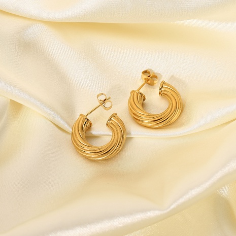 Nihaojewelry bijoux en gros mode boucles d'oreilles torsadées en acier inoxydable plaqué or 18 carats's discount tags