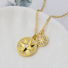 wholesale jewelry eight-pointed star pendant zirconium copper plating necklace Nihaojewelry