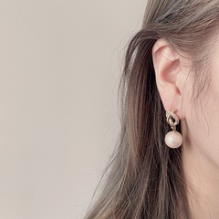 wholesale jewelry retro pearl pendant geometric earrings Nihaojewelry