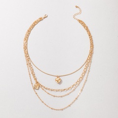 wholesale fashion golden heart lock multilayer necklace Nihaojewelry