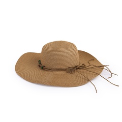 wholesale fashion button big eaves sunscreen khaki straw hat Nihaojewelry