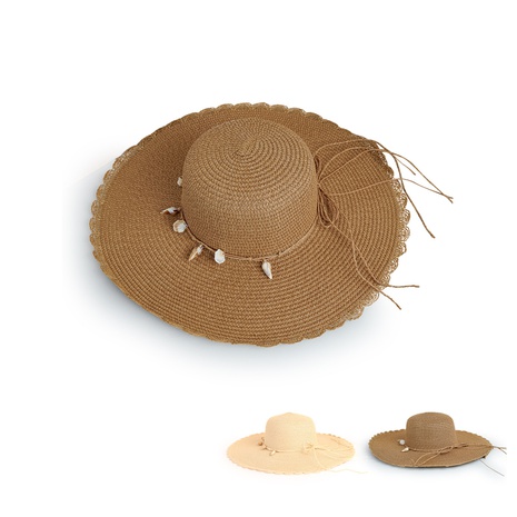wholesale wide-brimmed sunshade shell lace straw hat Nihaojewelry's discount tags