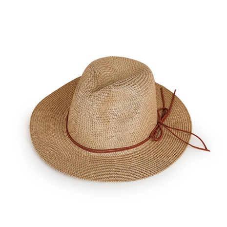 vente en gros chapeau de paille jazz crème solaire à double ceinture Nihaojewelry's discount tags