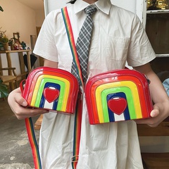 wholesale creative hit color rainbow heart shape messenger bag Nihaojewelry