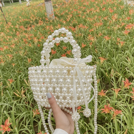 wholesale hollow pearl beaded woven messenger basket bag nihaojewelry's discount tags