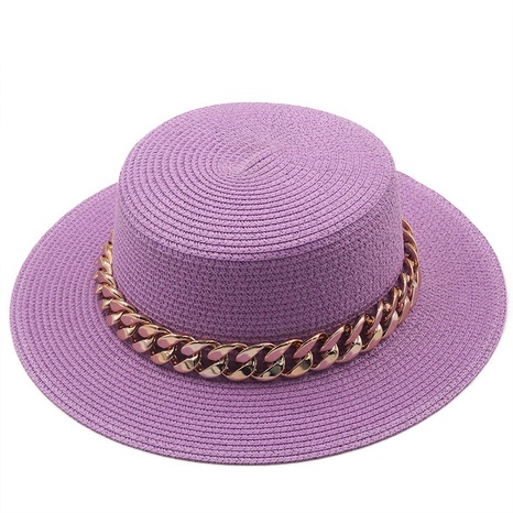 New Flat Top Hat Straw Hat Women's Summer Beach Hat Sun-Proof Vacation Seaside Hat Flat Brim Fedora Hat's discount tags