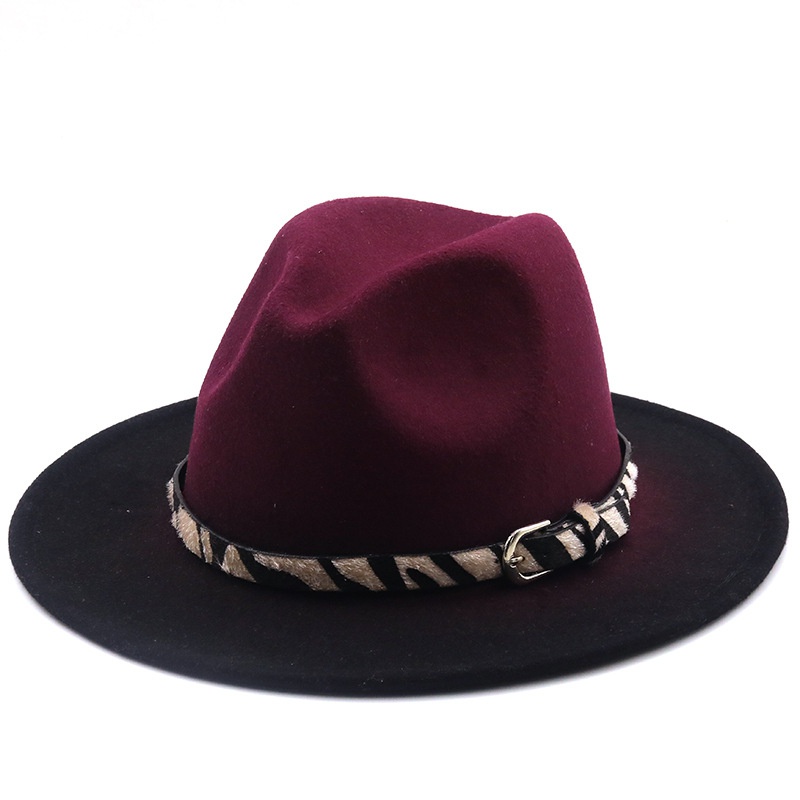 wholesale gradient tiedye big brim woolen jazz top hat Nihaojewelry