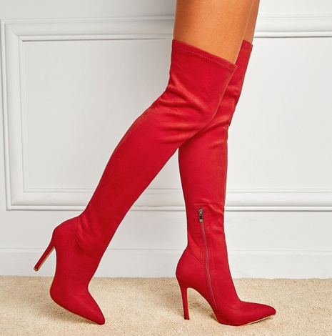 wholesale stretch red pointed toe high heel high boots Nihaojewelry's discount tags