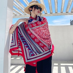 wholesale ethnic stripe red flower silk scarf shawls Nihaojewelry