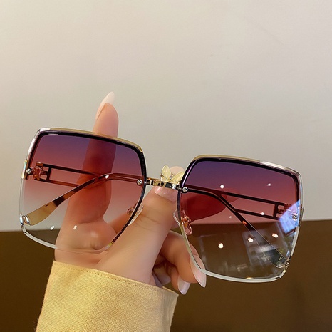 wholesale gradient color frameless cut-edge square sunglasses Nihaojewelry's discount tags