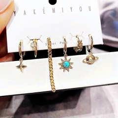 wholesale jewelry metal chain tassel turquoise star copper earrings Nihaojewelry