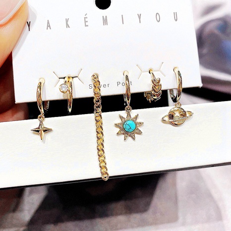 wholesale bijoux chaîne en métal gland boucles d'oreilles en cuivre étoile turquoise Nihaojewelry's discount tags