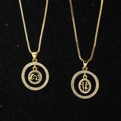 wholesale jewelry hollow cloud portrait pendant copper inlaid zircon necklace nihaojewelry