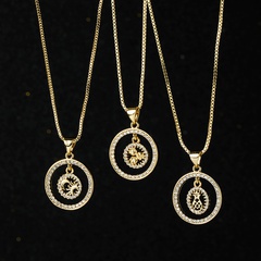 wholesale jewelry hollow pineapple palm pendant copper inlaid zircon necklace nihaojewelry