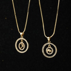 wholesale jewelry hollow elephant dolphin pendant copper inlaid zircon necklace nihaojewelry