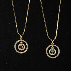 wholesale jewelry hollow elk portrait pendant copper inlaid zircon necklace nihaojewelry