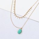 turquoise oval pendant stainless steel doublelayer bohemian style necklace wholesale Nihaojewelrypicture6