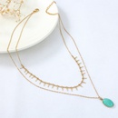turquoise oval pendant stainless steel doublelayer bohemian style necklace wholesale Nihaojewelrypicture8