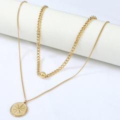 geometric round pendant stainless steel multi-layer necklace wholesale jewelry Nihaojewelry