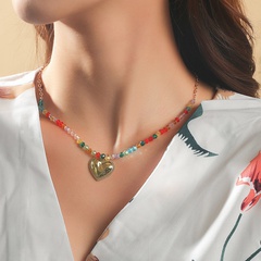 pendentif en forme de coeur en cristal collier bohème perlé bijoux en gros Nihaojewelry