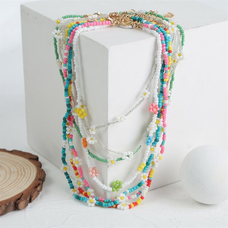 Farbe handgemachte Reisperlenblume böhmische lange Halskette Großhandel Nihaojewelry's discount tags