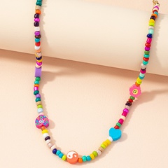 Großhandel Schmuck Retro Herz kollidierende Farbe Perlen Halskette Nihaojewelry