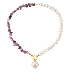 Vente en gros bijoux collier de gravier perlé asymétrique Nihaojewelry