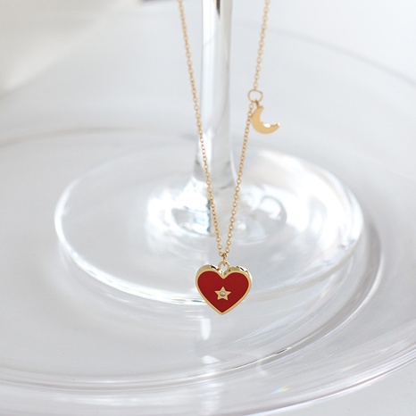 wholesale jewelry enamel red heart pendant titanium steel necklace nihaojewelry's discount tags