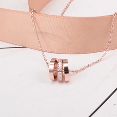 Drei-Ring voller Diamanten Titanstahl koreanischen Stil Halskette Großhandel Schmuck Nihaojewelry
