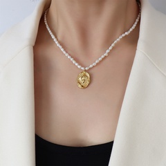 wholesale jewelry titanium steel pendant pearl necklace Nihaojewelry
