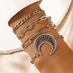 vente en gros bijoux rétro bracelet chaîne épaisse lune ensemble de 4 pièces nihaojewelry