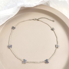 Großhandel Schmuck handgemachte Reisperle Schmetterling Schlüsselbein Kette einfache Halskette Nihaojewelry