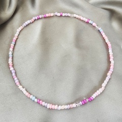 Großhandel Schmuck handgemachte Farbe Reis Perlen Schlüsselbein Kette einfache Halskette Nihaojewelry