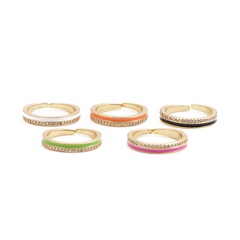 wholesale circular dripping oil diamond-studded geometric open ring Nihaojewelry