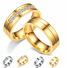 wholesale fashion stainless steel diamond-studded couple rings Nihaojewelry