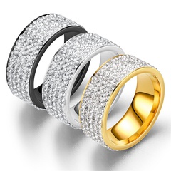 wholesale fashion five-row diamond stainless steel couple ring Nihaojewelry
